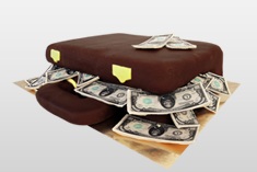 Tort walizka pełna dolarów